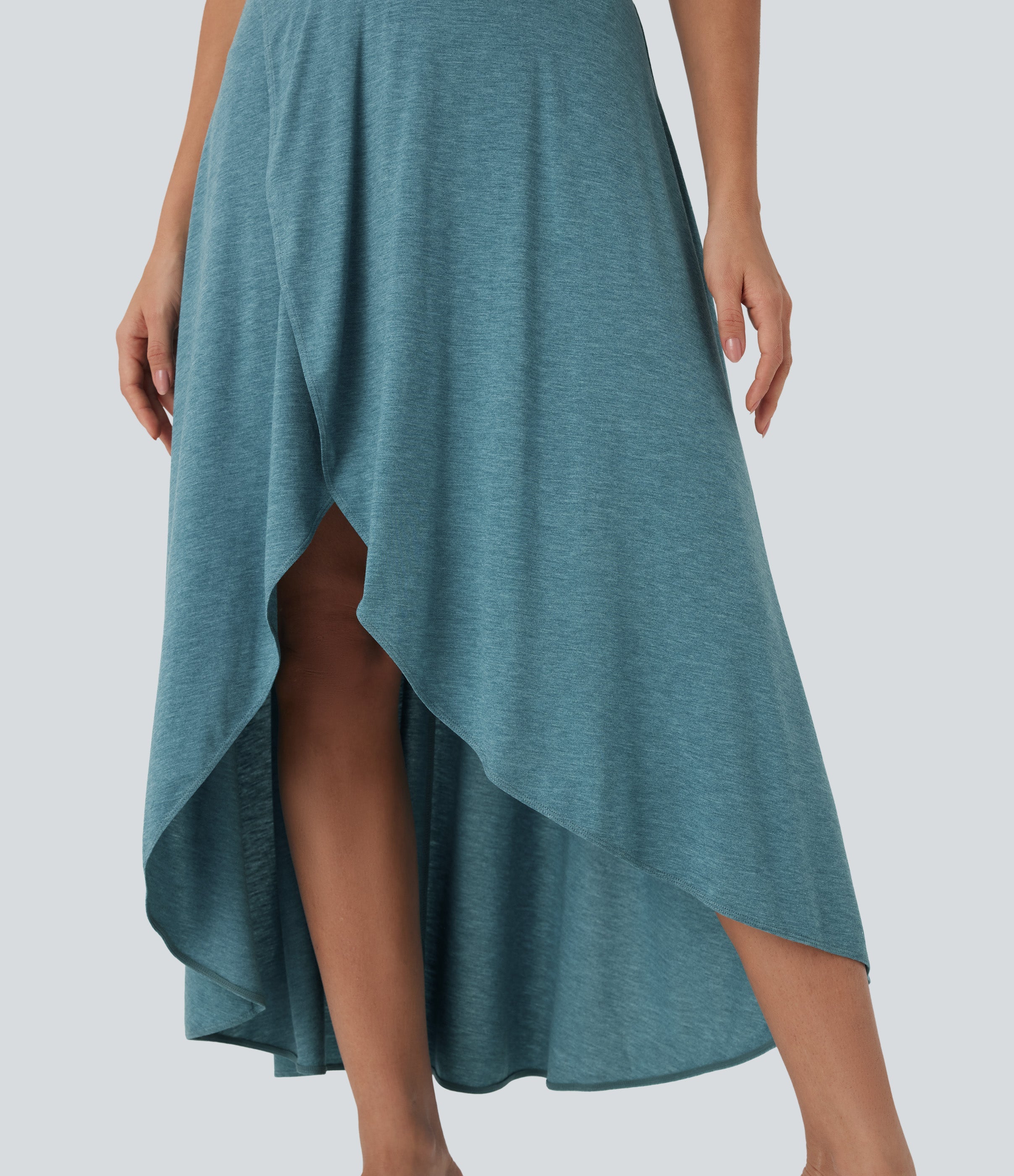 SoCinched High Waisted Tummy Control High Low 2-in-1 Flowy Maxi Casual Skirt