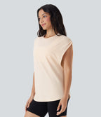 Dropped Shoulder Curved Hem Yoga Sports Top
