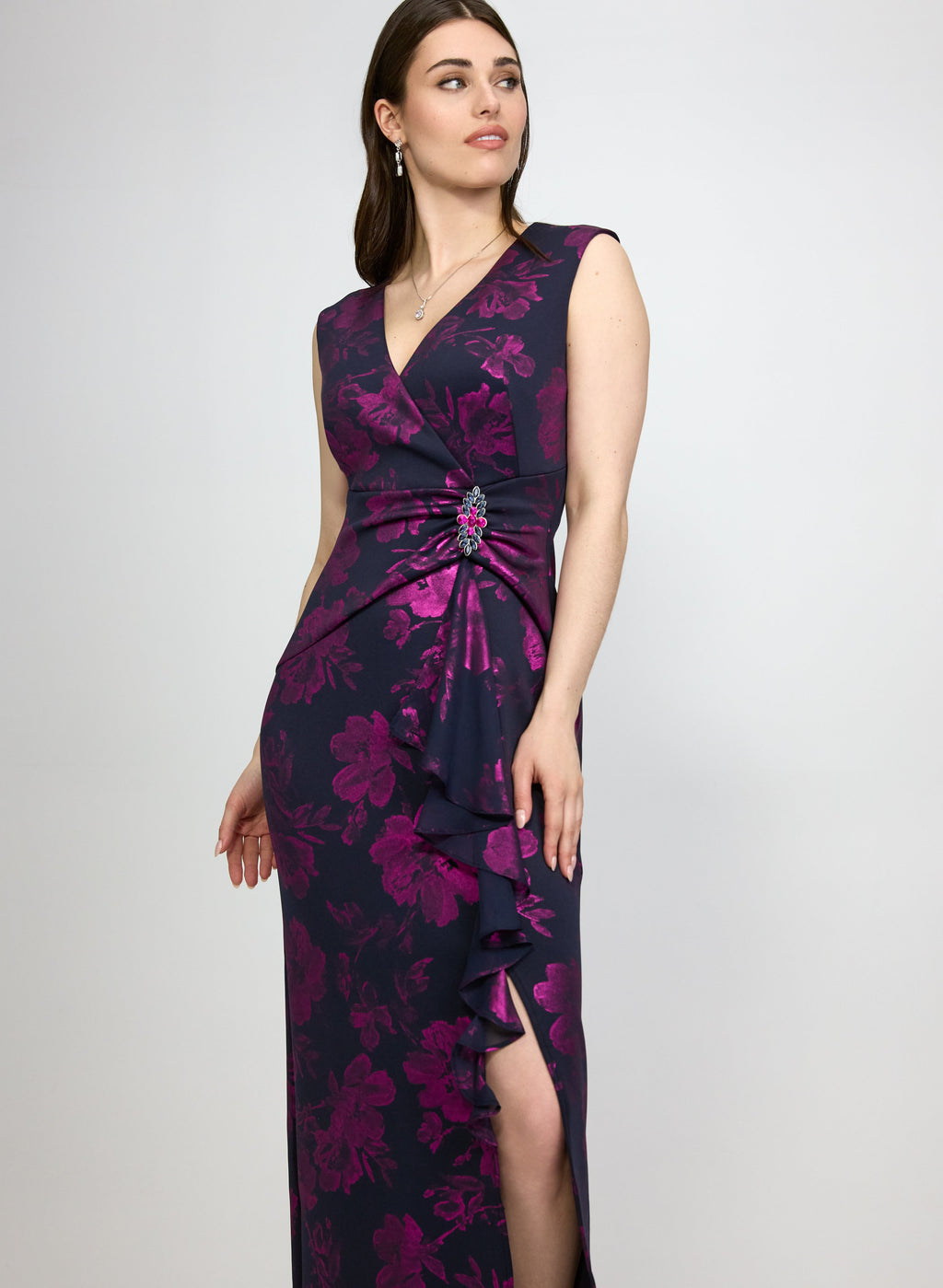 Foil Floral Print Dress