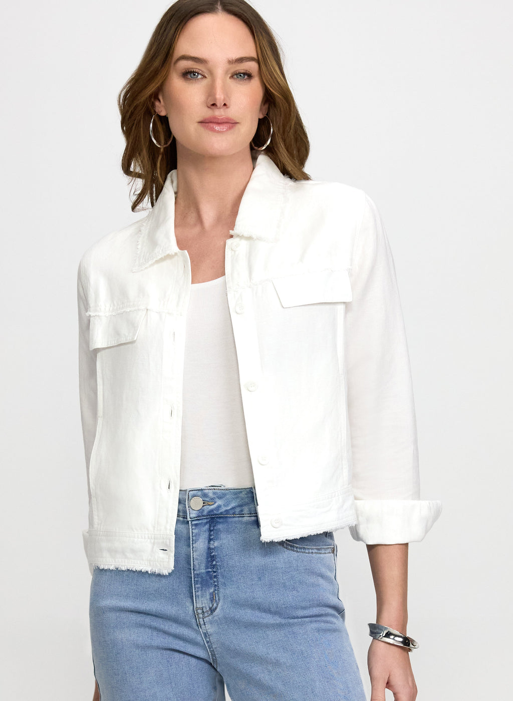 Frayed Linen-Blend Jacket