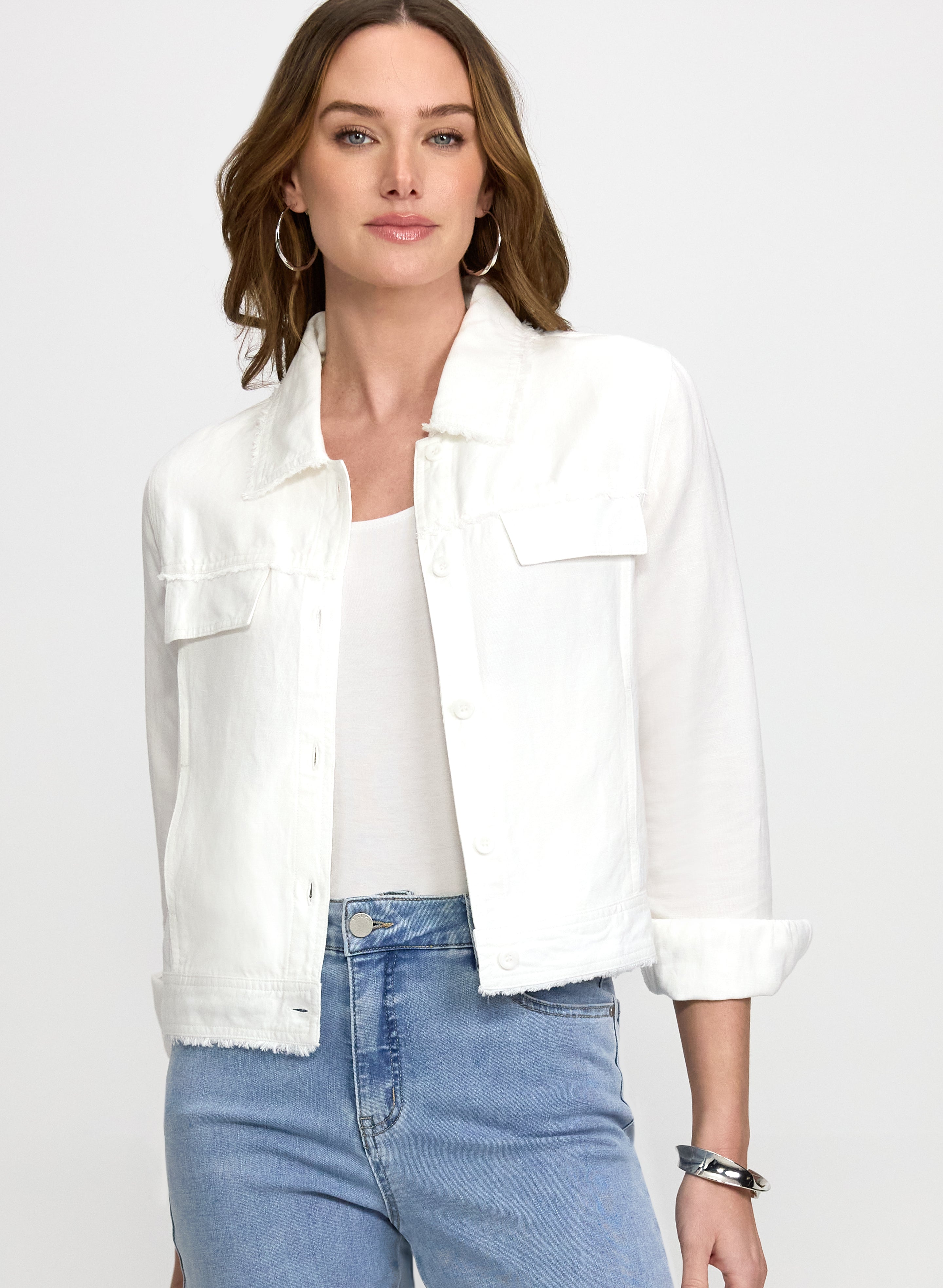 Frayed Linen-Blend Jacket