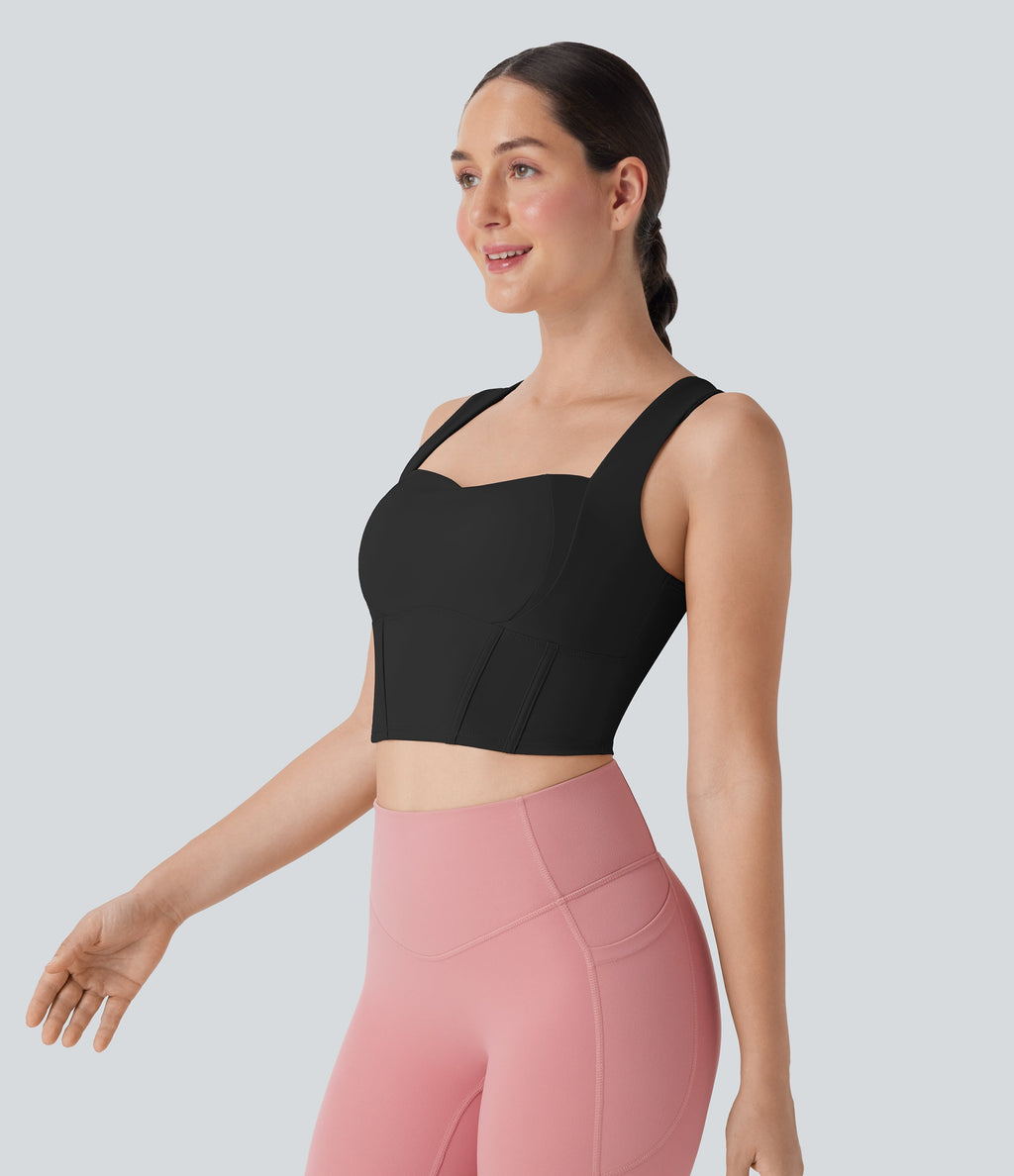 Sweetheart Neck Cropped Yoga Sports Top