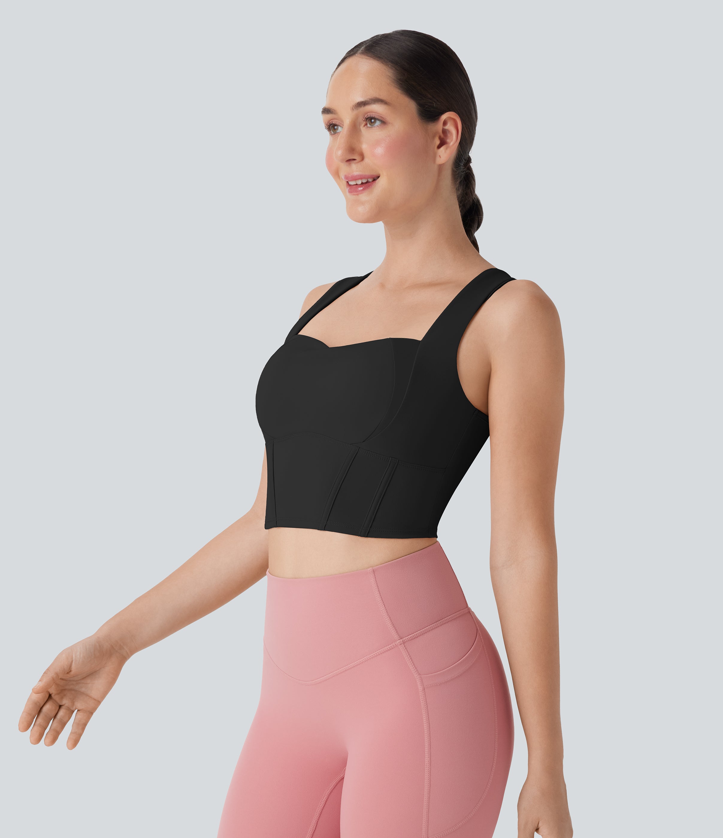 Sweetheart Neck Cropped Yoga Sports Top