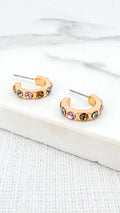 Multicoloured Diamond Gold Hoops