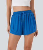 High Waisted Drawstring 2-in-1 Casual Shorts with Pocket