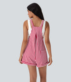 Pockets Stripe Waffle Overalls
