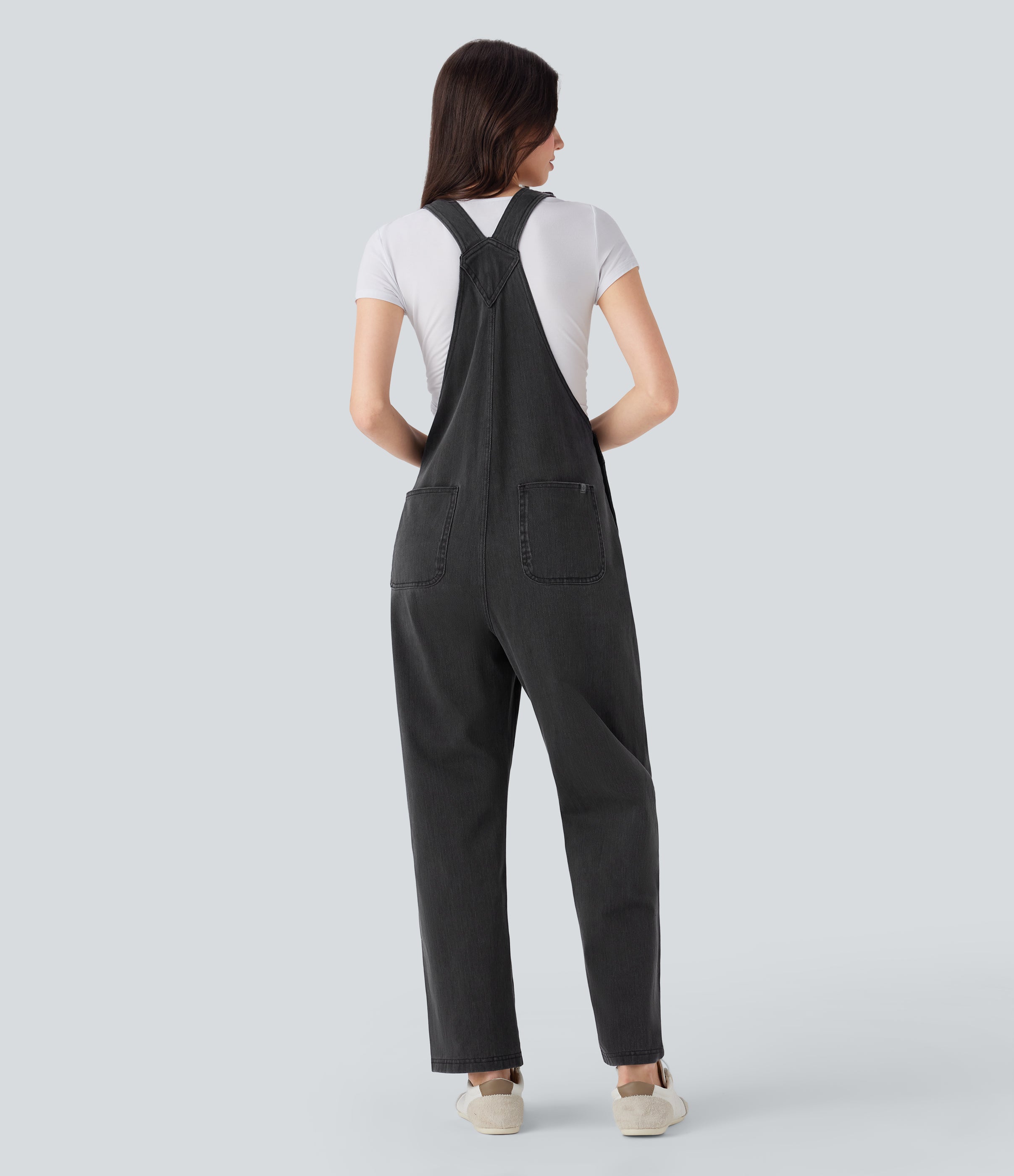 FlexTM Straight Leg Denim Casual Overalls with Pockets