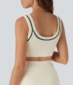 Color Block Cropped Casual Sweater Knit Tank Top