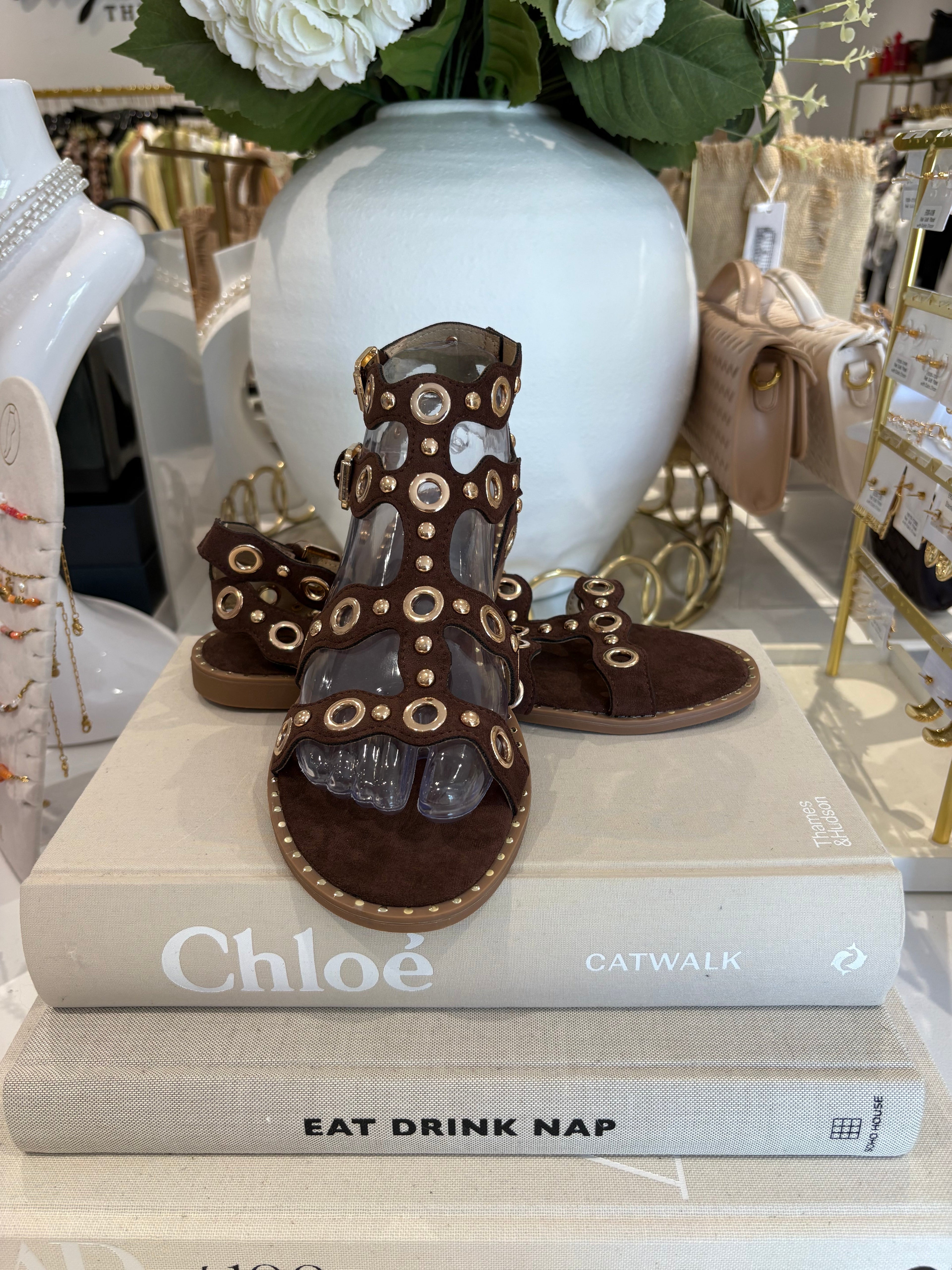 Gold Circle Detail Flat Sandal (4 Colours)