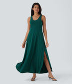 U Neck Flowy Maxi Casual Tank Dress