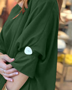 Women's Skew Neck Batwing Sleeve Tee Asymmetric Loose Cape Blouse Slit Elegant Top