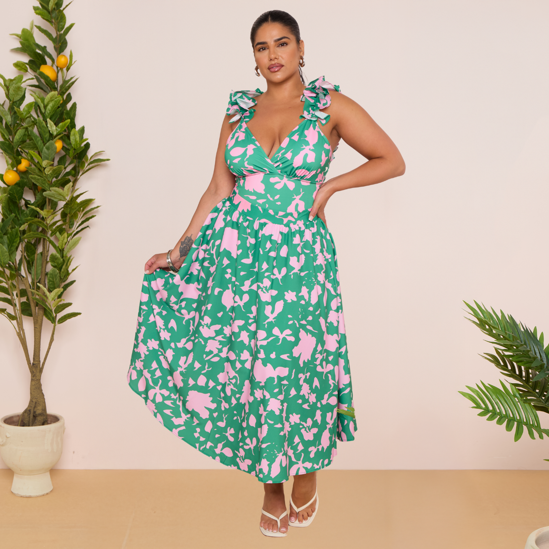 Indigo Chic Ruffled One Piece Swimwear&Skirt