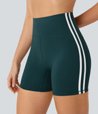 SoftlyZeroTM QuickDry SoCinched High Waisted Tummy Control Color Block Yoga Biker Shorts 5''