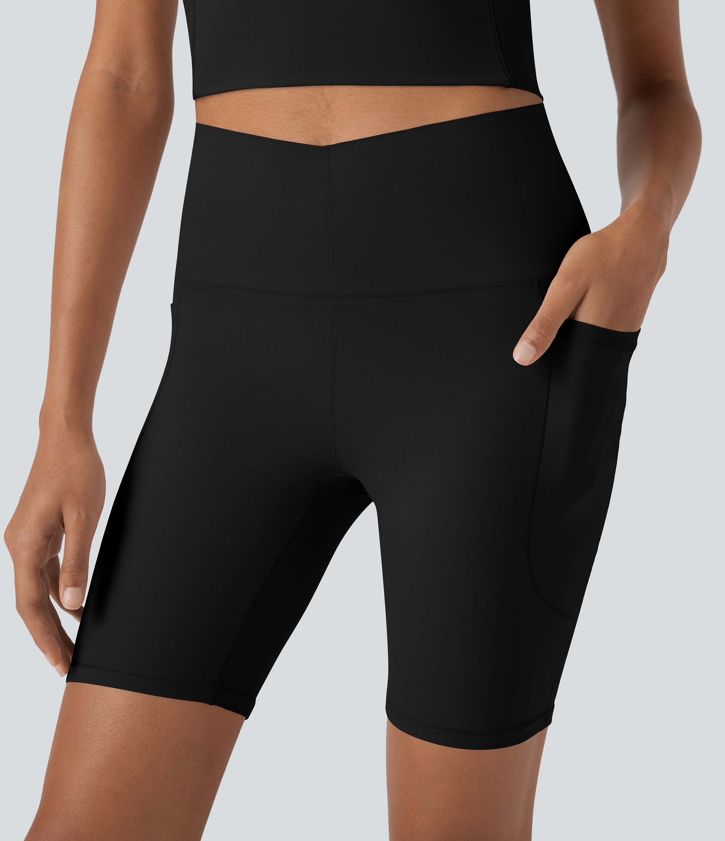 UltraSculptTM Cool Quick Dry SoCinched High Waisted Tummy Control Training Biker Shorts 7'' with Pockets-UPF50+