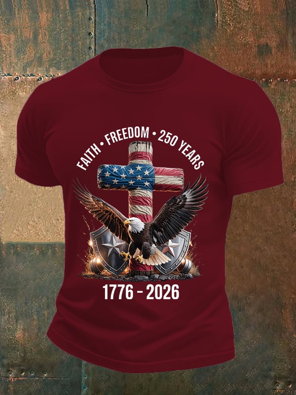 Men's  Faith-Freedom-Legacy 250 years strong Print T-Shirt
