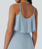 Ruffle Maxi Slip Dress with Pockets