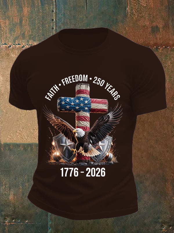 Men's  Faith-Freedom-Legacy 250 years strong Print T-Shirt