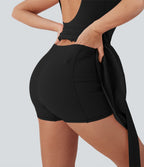 BreezefulTM Tie Back 2-in-1 Quick Dry Mini Dance Active Dress with Pocket-Easy Peezy Edition