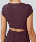 SoftlyZeroTM Airy Short Sleeve Wide Leg Cool Touch Yoga Jumpsuit with Pockets-Easy Peezy Edition