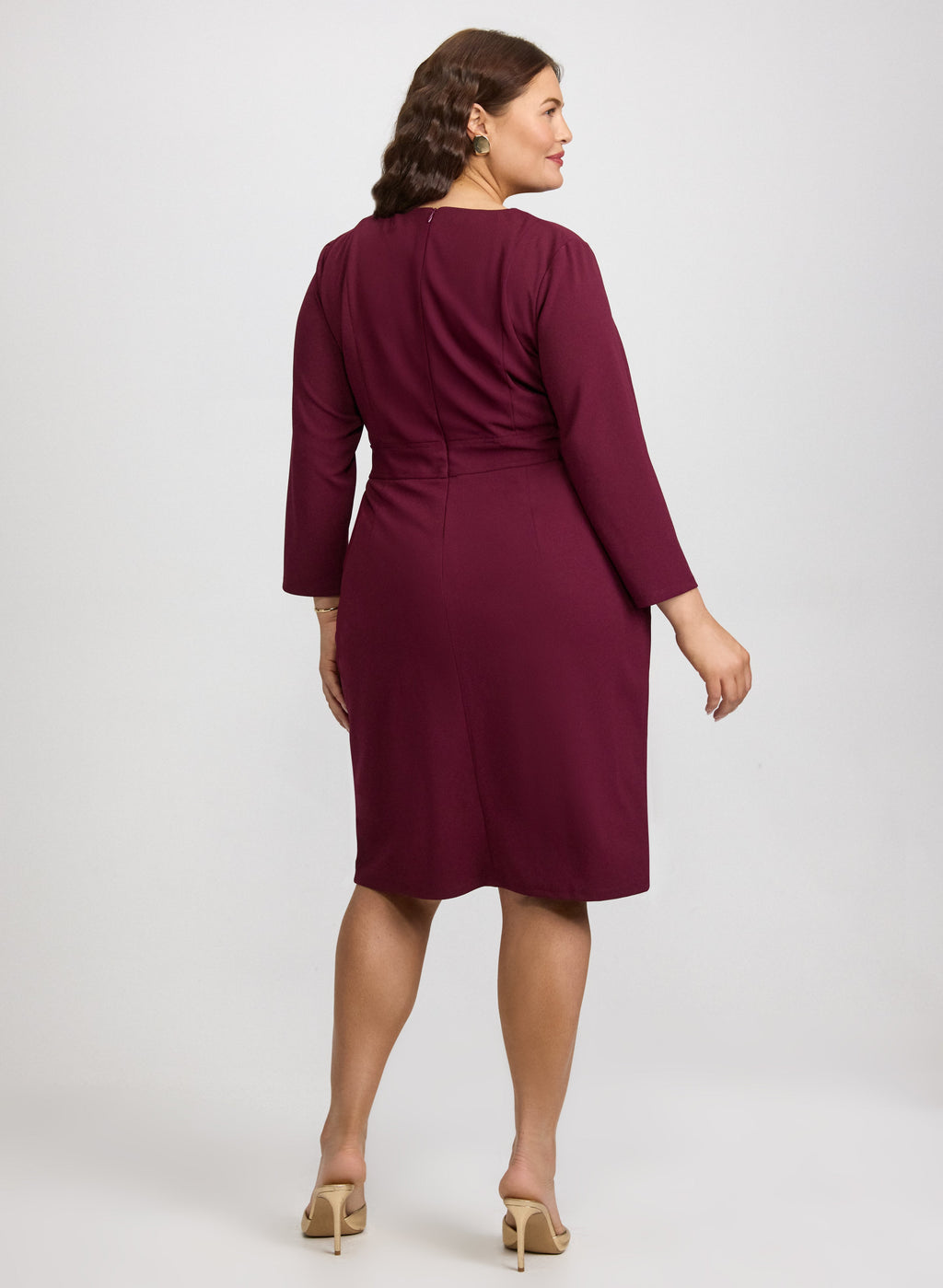 Buttoned-Tab Sheath Dress - Plus