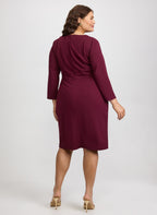 Buttoned-Tab Sheath Dress - Plus