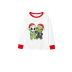 Family Christmas White Pajamas Set With Christmas Print
