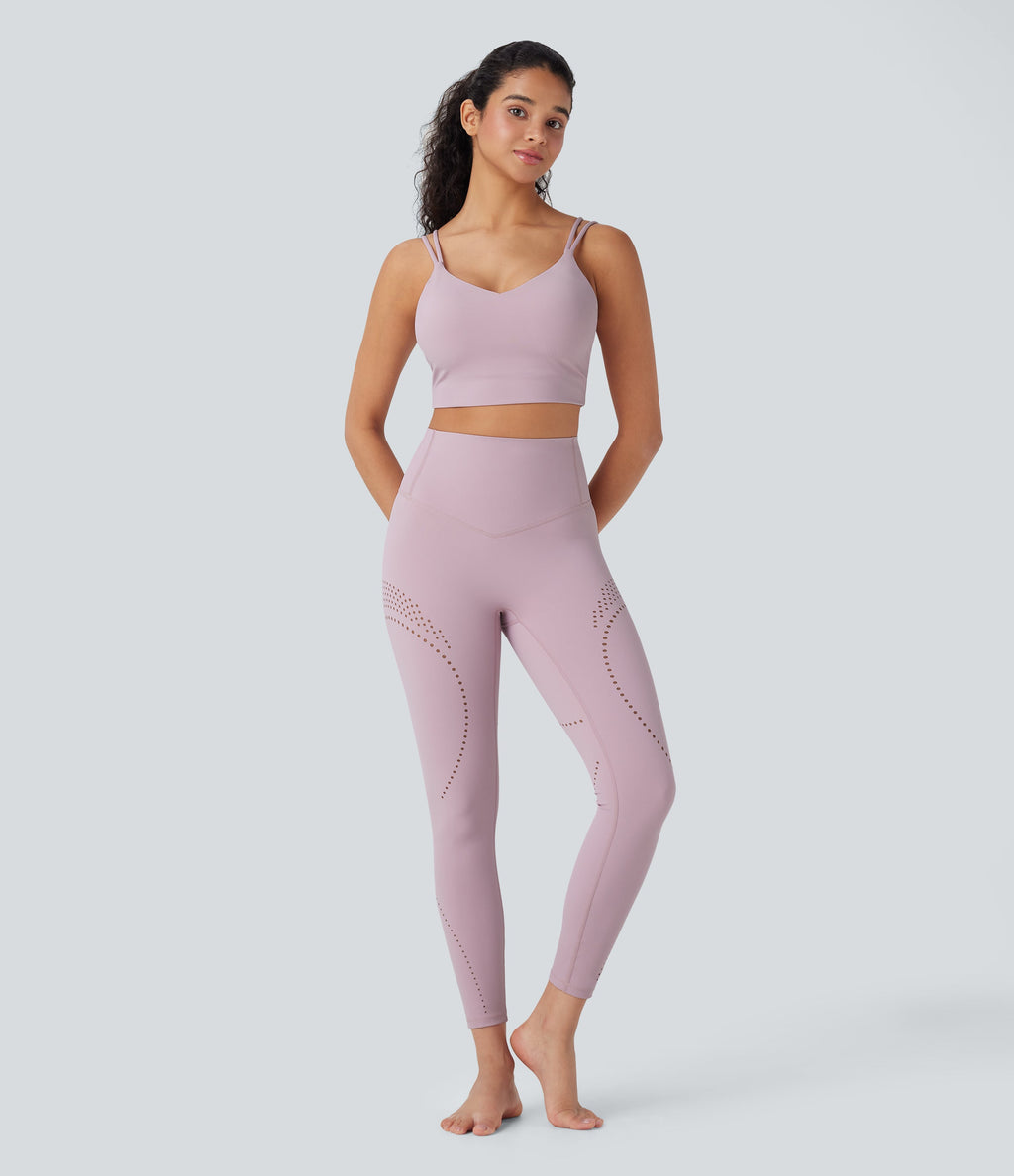 UltraSculptTM Cool Quick Dry High Waisted Tummy Control Ventilation Perforated Yoga Leggings-UPF 50+