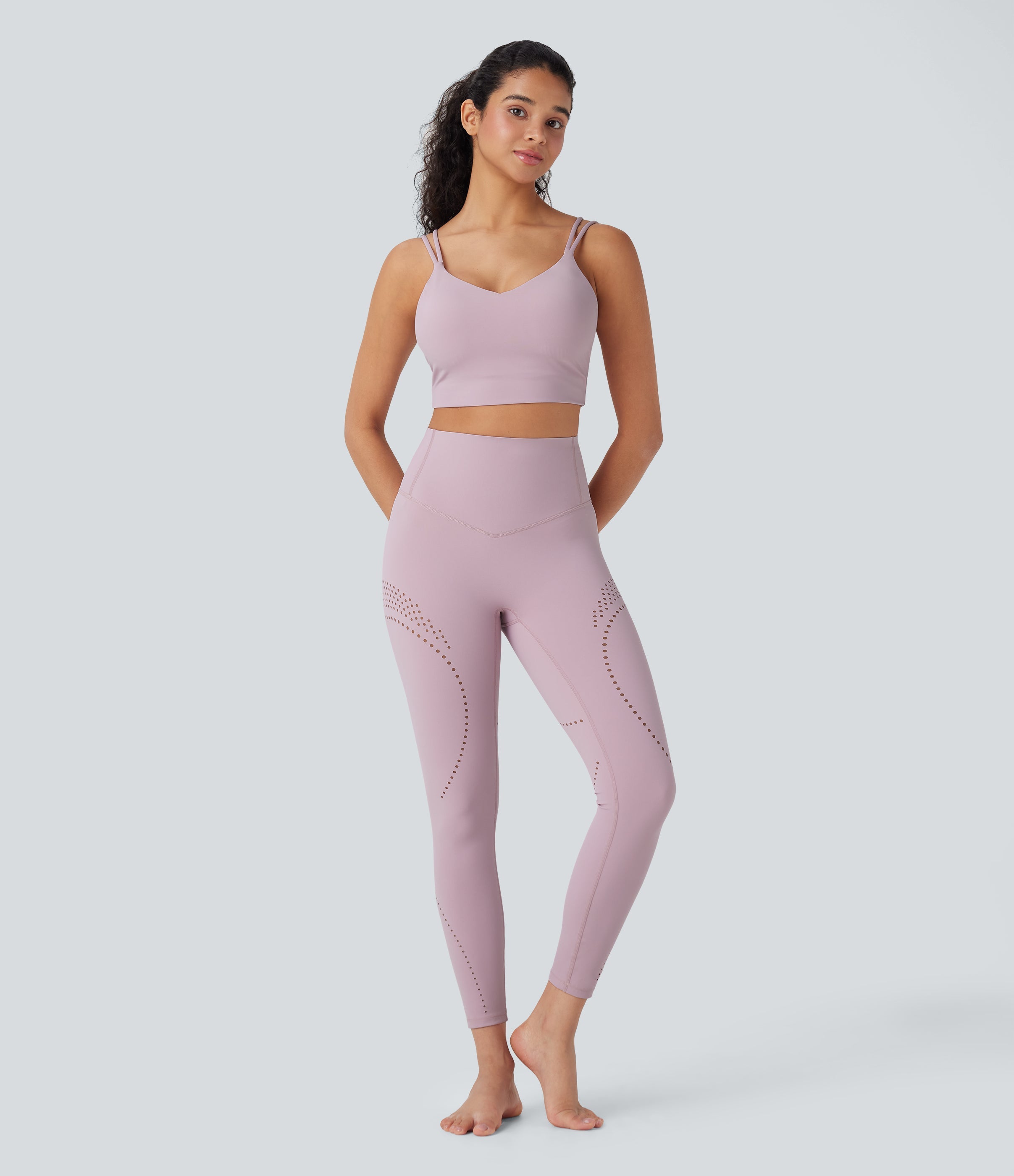 UltraSculptTM Cool Quick Dry High Waisted Tummy Control Ventilation Perforated Yoga Leggings-UPF 50+