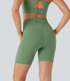 UltraSculptTM SoCinched High Waisted Butt Lifting Tummy Control Loop Running Biker Shorts 7'' with Pockets