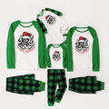 Green Raglan Top Green Plaid Christmas Pajamas Set With “2025 FAMILY CHRISTMAS” and Santa Hat Print