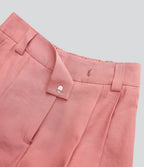 Mid Rise Wide Leg Casual Linen-Feel Pants with Pockets