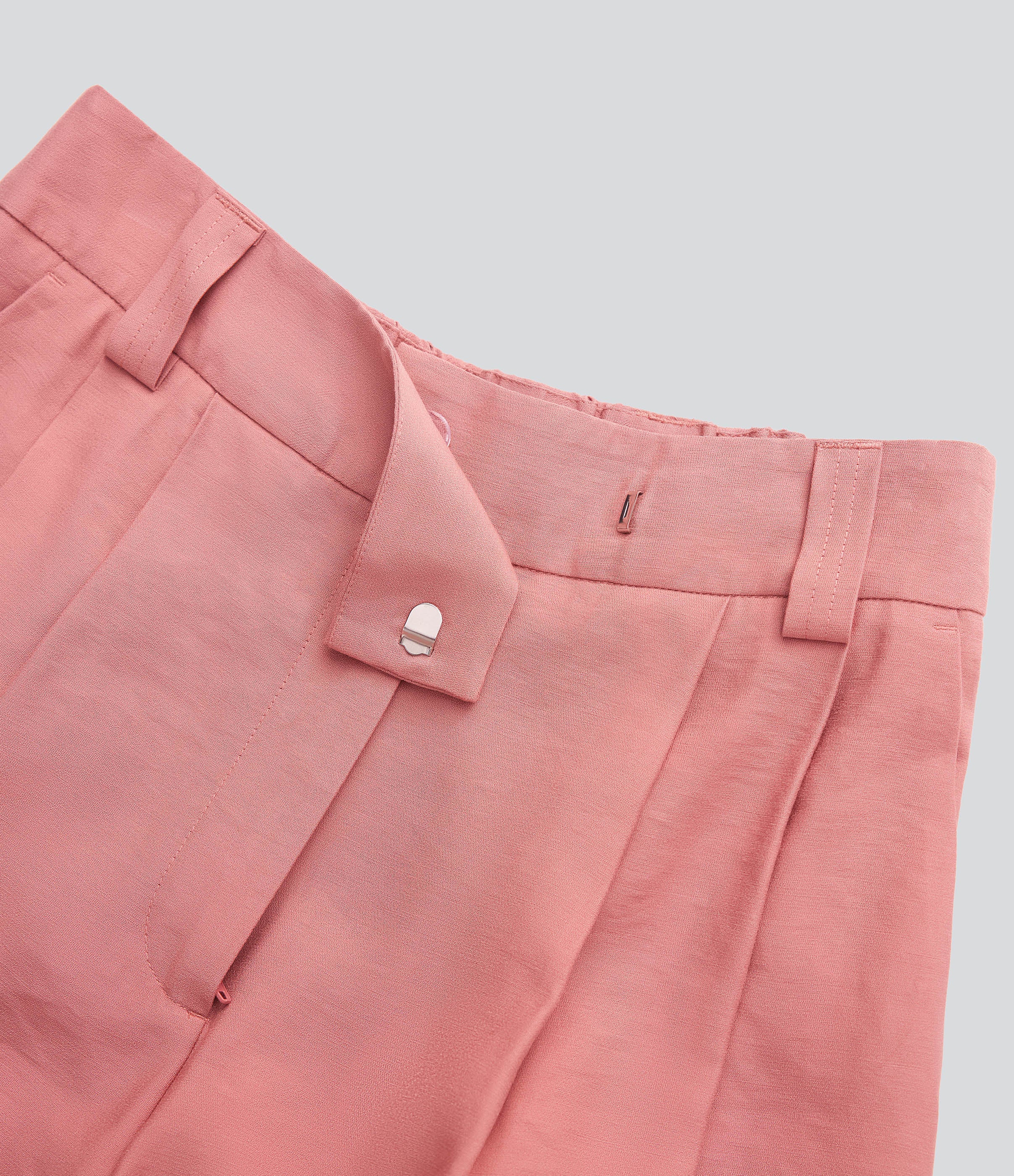 Mid Rise Wide Leg Casual Linen-Feel Pants with Pockets