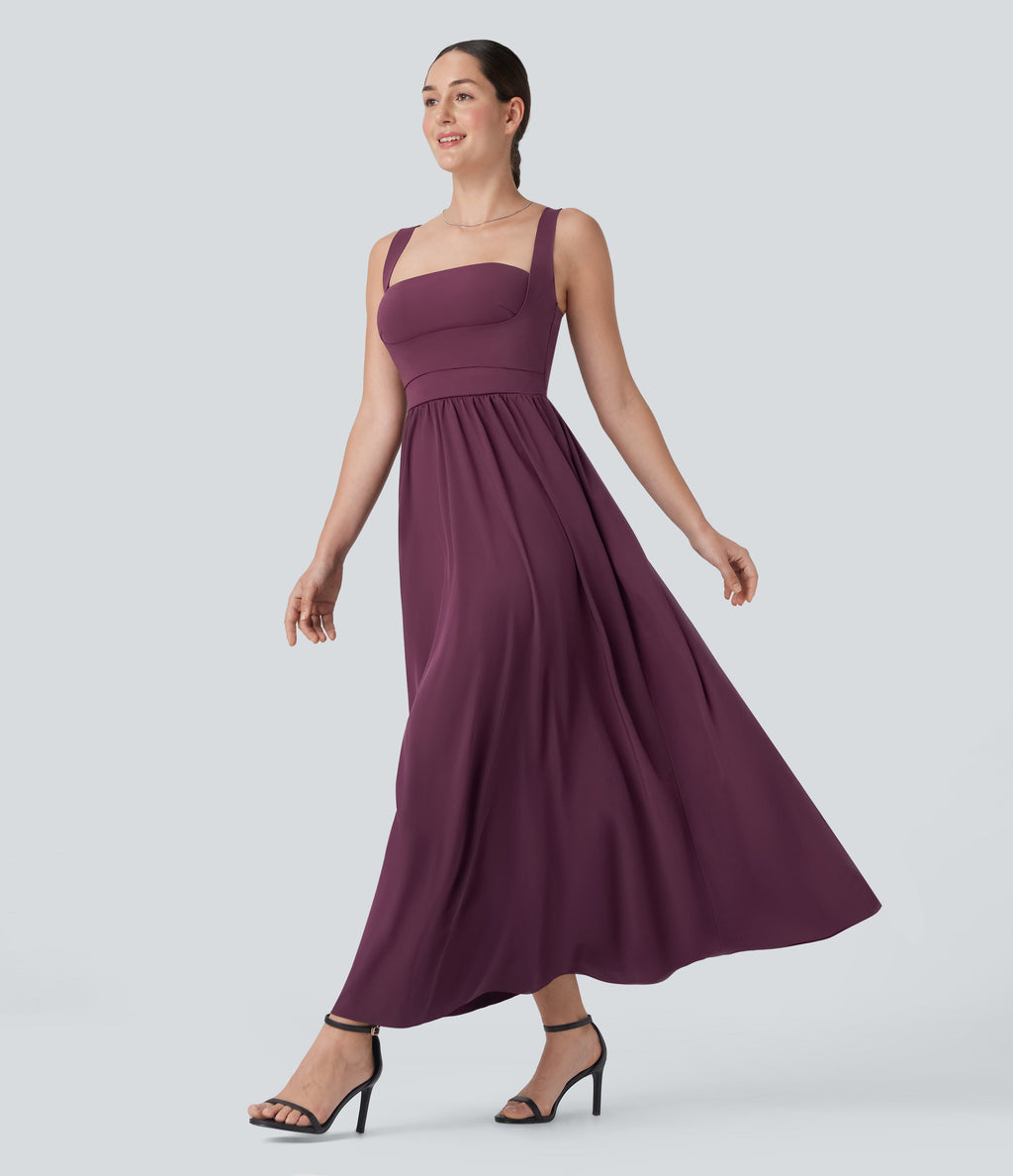 BreezefulTM Push Up Flowy Quick Dry Maxi Casual Dress with Pockets-D/DD/DDD/F Cups