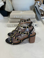 Gold Studded Block Heel Sandal (3 Colours)