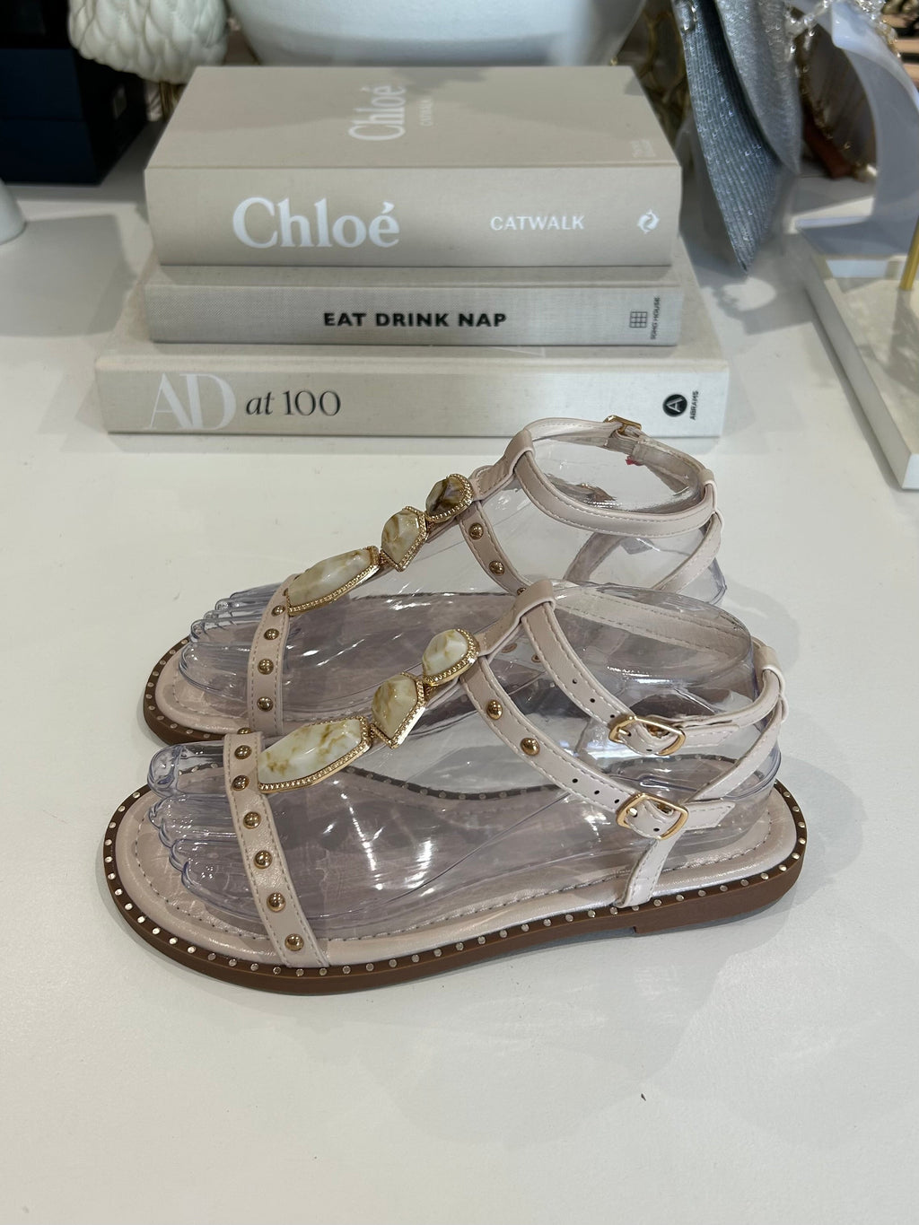 Studded Marble Flat Sandals (3 Colours)