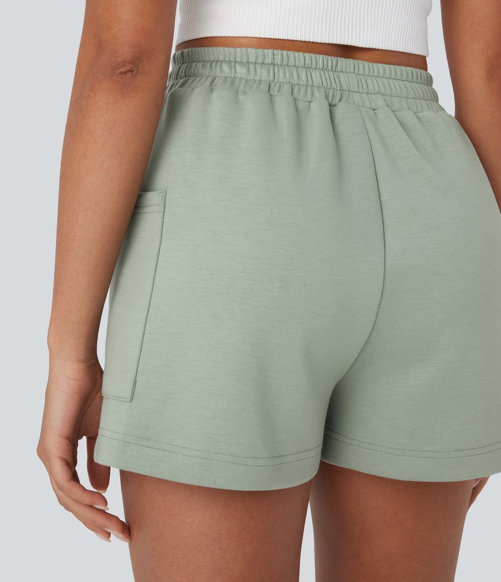 High Waisted Drawstring Casual Shorts with Pockets