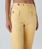 Mid Rise Straight Leg Cargo Casual Cotton Pants with Pockets