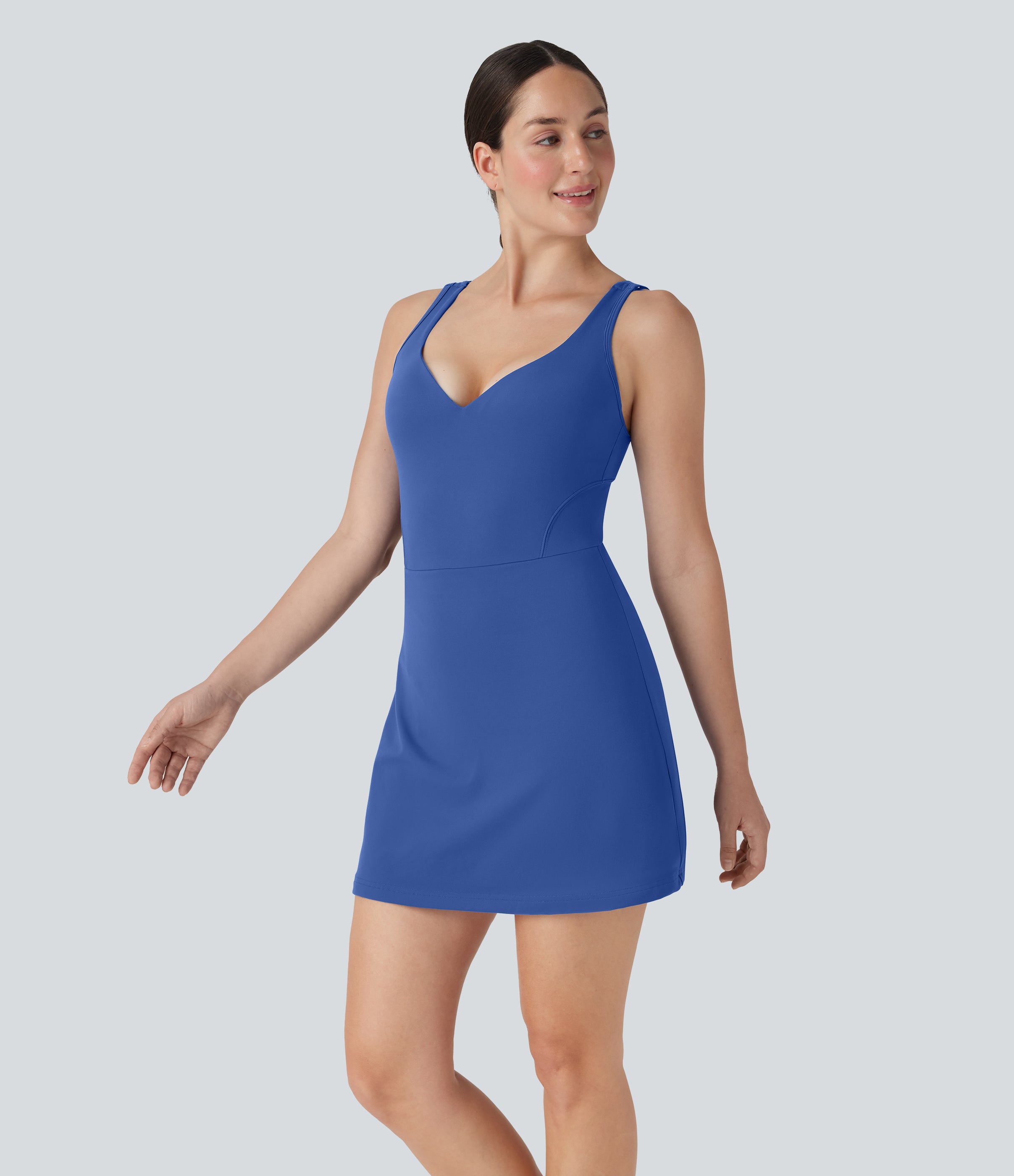 SoftlyZeroTM Plush Push-Up Molded Cups 2-in-1 Yoga Active Dress with Pockets-Easy Peezy