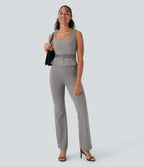 Square Neck Belted Work Tank Top