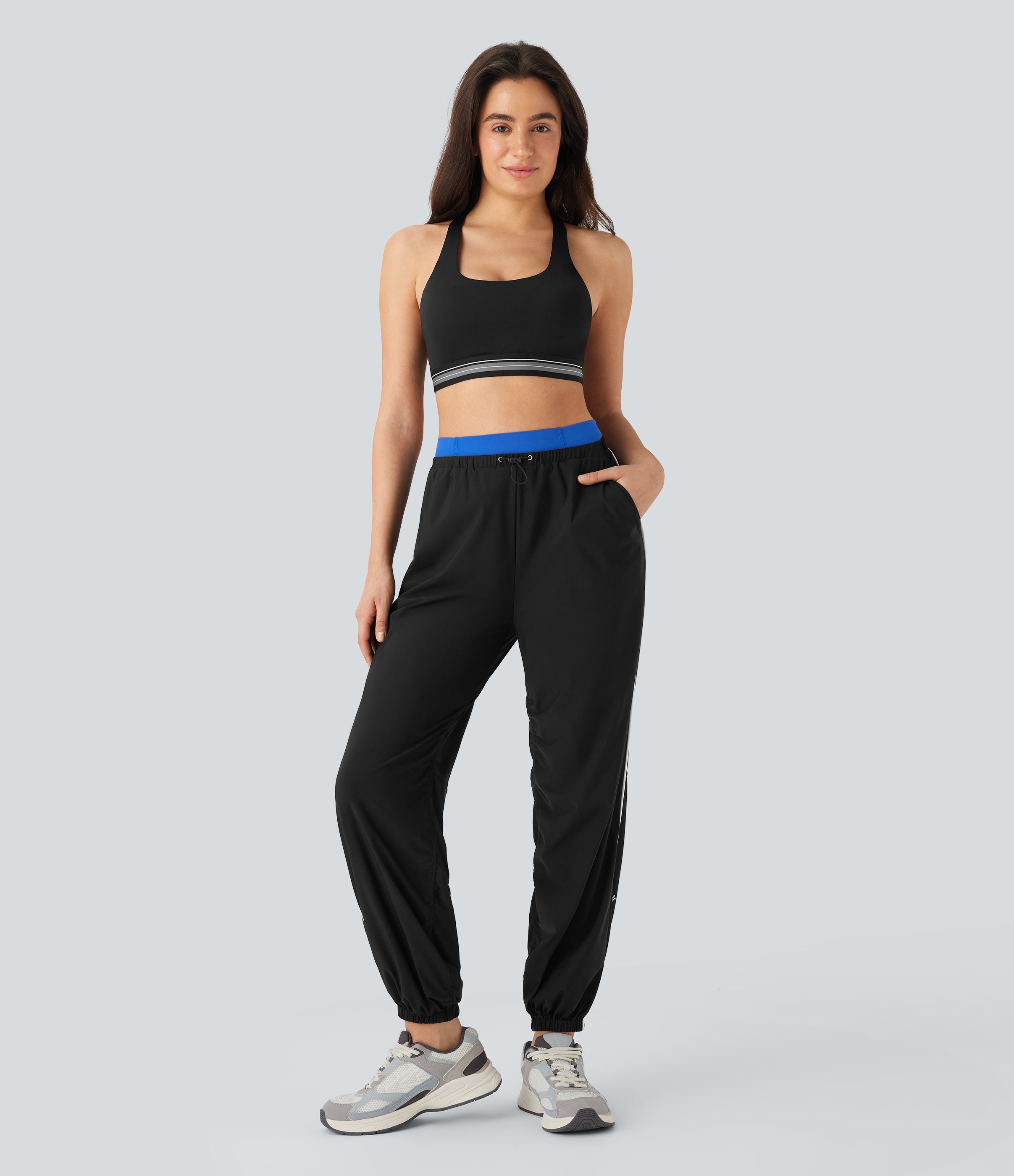 Low Rise Color Block Quick Dry Dance Joggers with Pockets