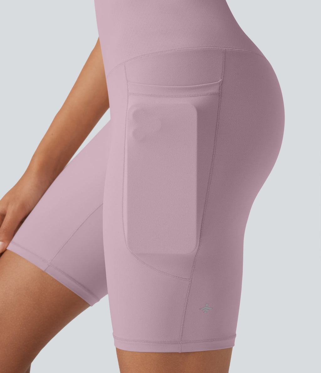 UltraSculptTM Cool Quick Dry SoCinched High Waisted Tummy Control Training Biker Shorts 7'' with Pockets-UPF50+
