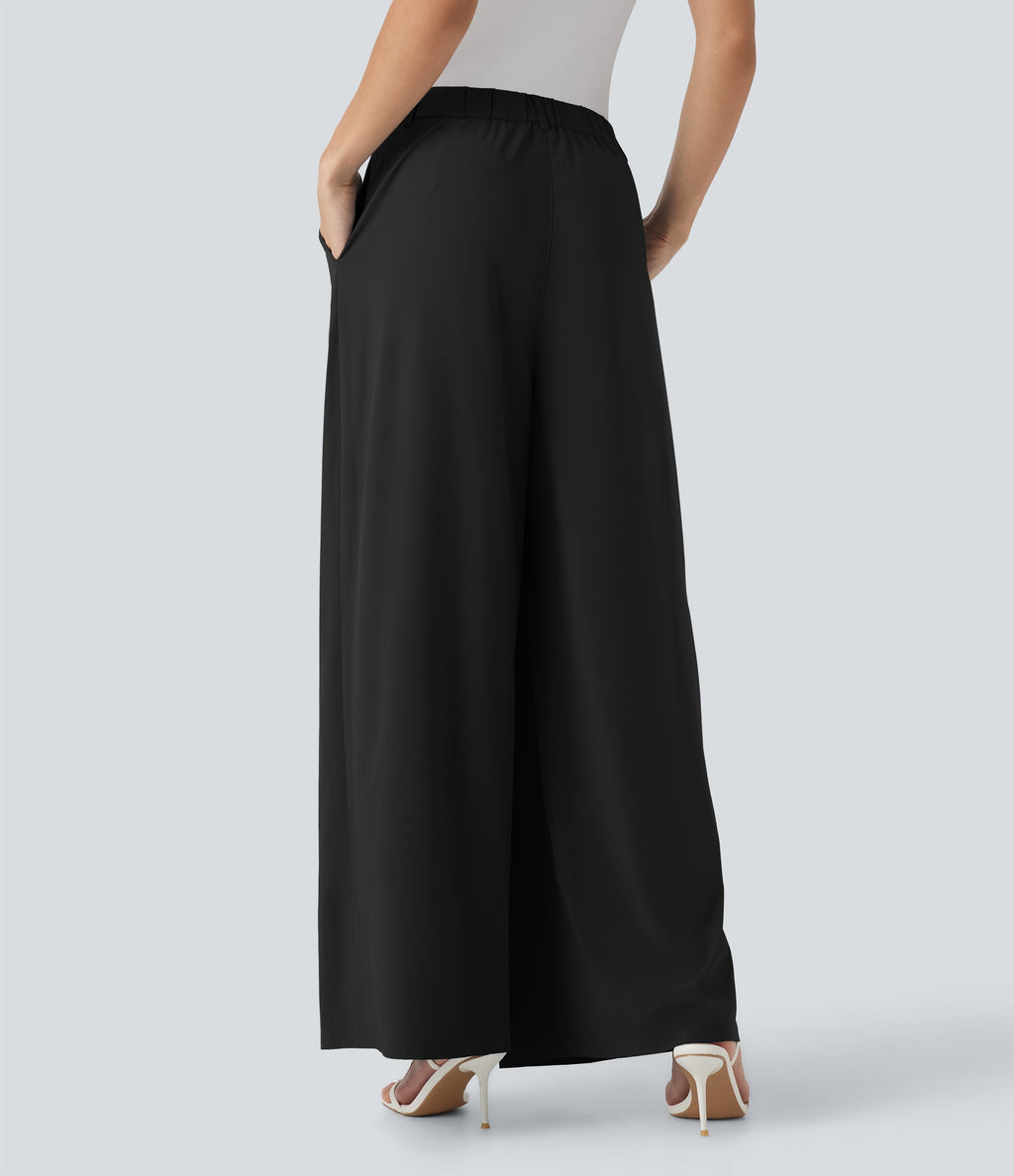 BreezefulTM Mid Rise Wide Leg Quick Dry Work Pants with Pockets