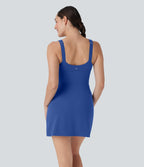 SoftlyZeroTM Plush Push-Up Molded Cups 2-in-1 Yoga Active Dress with Pockets-Easy Peezy