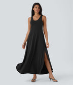 U Neck Flowy Maxi Casual Tank Dress