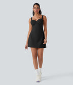 BreezefulTM Push-Up Molded Cups Backless Adjustable Buckle Tie Back Quick Dry Tennis Dress-Easy Peezy