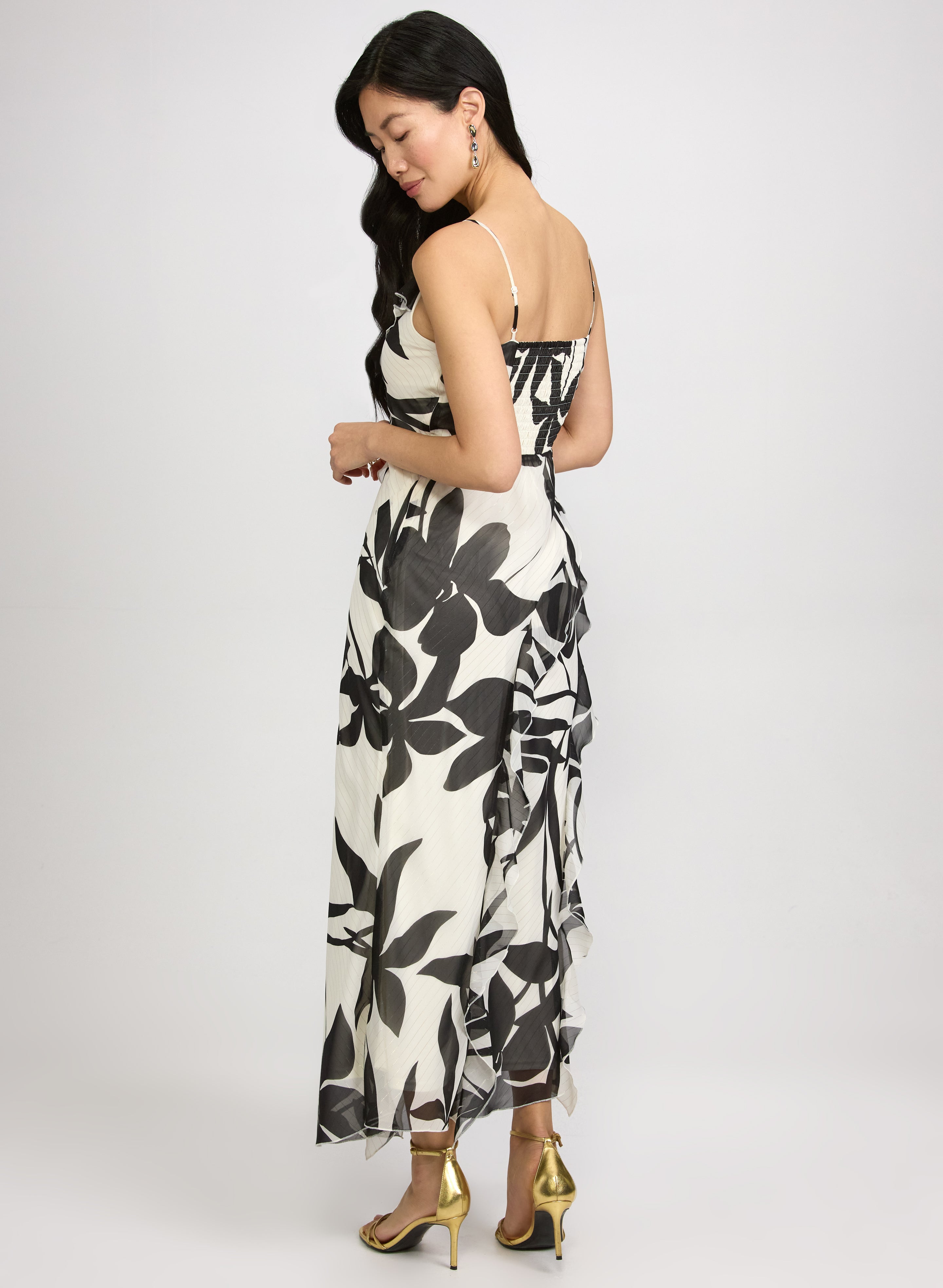 Tropical Waterfall Flounce Dress