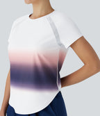SoftlyZeroTM QuickDry Round Neck Short Sleeve Gradient Running Sports Top