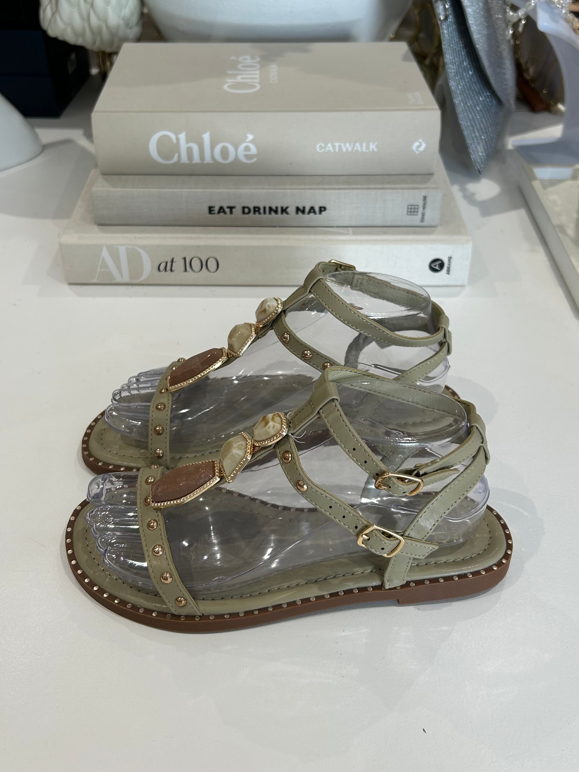 Studded Marble Flat Sandals (3 Colours)