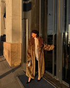 Women's Faux Long Coat Thicken Jackets Winter Warm Comfort Fashion Casual OL