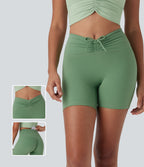 UltraSculptTM High Waisted Drawstring Ruched Yoga Biker Shorts 5'' with Pocket
